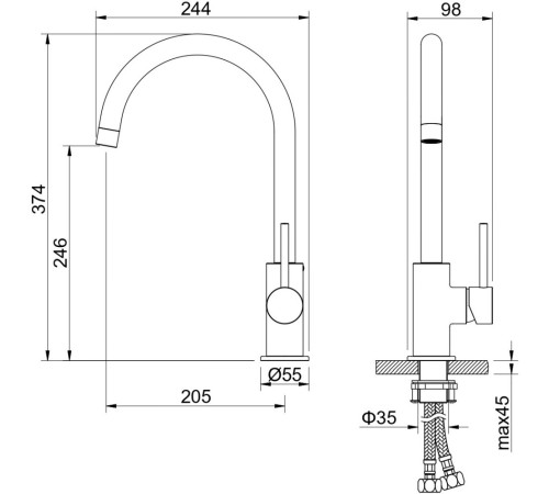 Смеситель для кухни Aquanet Европа шлифованное золото AQ1382BG