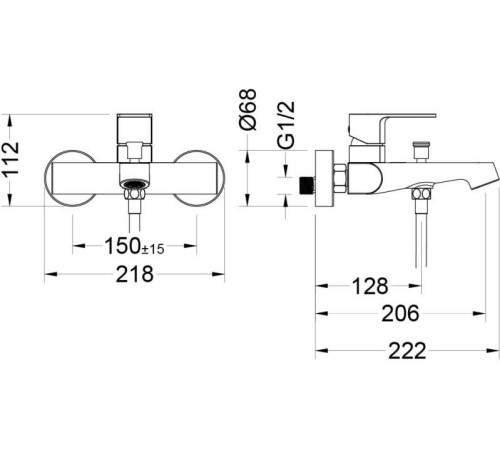Смеситель для ванны Aquanet Oberon AQ1240CR
