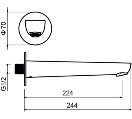 Излив для ванны AQUATEK БЕТТА 224 мм хром AQ1141CR