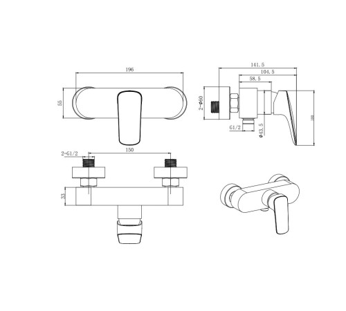 Смеситель для душа Aquatek Вега хром AQ1060CR