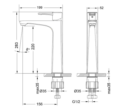 Смеситель для умывальника Lemark Evitta монолитный высокий хром LM0509C