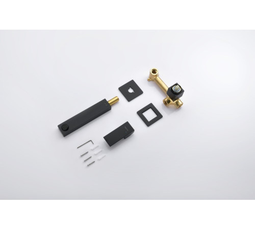 Смеситель для раковины Aquanet Либра настенный встраиваемый (внешняя и скрытая часть) матовый черный AQ1613MB