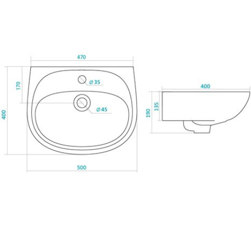 Умывальник Santek Анимо 50 см 1.WH11.0.496