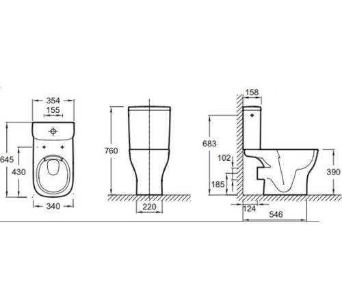 Чаша напольного унитаза Jacob Delafon Struktura Rimless 64x34 см белая UJX102-00