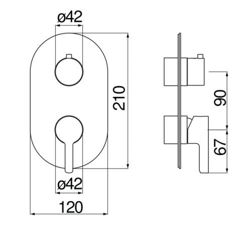 Смеситель для ванны Webert LIRA (внешняя часть) WE81102/LRCR