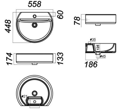 Умывальник пьедестальный Sanita Luxe Best 55 см Белый WB.PD/Best/55-C/WHT.G/S1