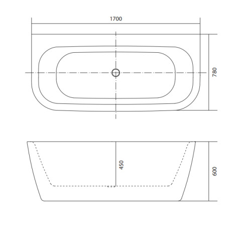 Ванна акриловая пристенная Aquanet АЛТЕЯ 1700x780x600 мм со сливом и ножками AQ-123778