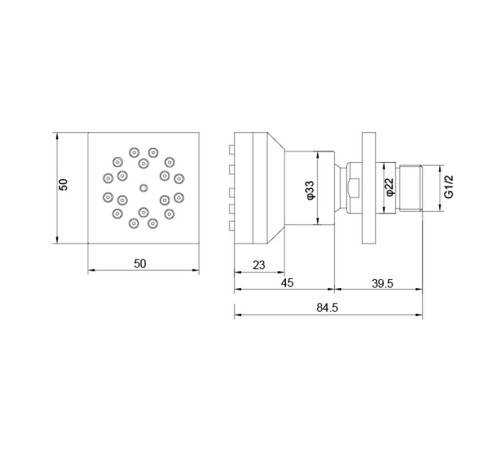 Форсунка боковая Aquanet 50x50 мм матовый черный AQ2098MB