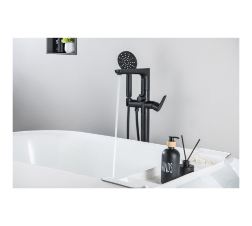 Смеситель для ванны AQUATEK БЕТТА напольный скрытого монтажа матовый черный AQ1145MB