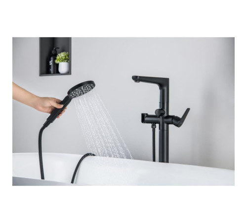 Смеситель для ванны AQUATEK БЕТТА напольный скрытого монтажа матовый черный AQ1145MB