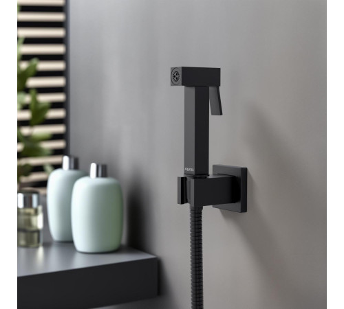 Гигиенический душ со шлангом 120 см и держателем Aquanet матовый черный AQ2053MB