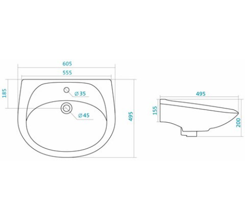 Умывальник Santek Бриз 60 см 1.WH11.0.466