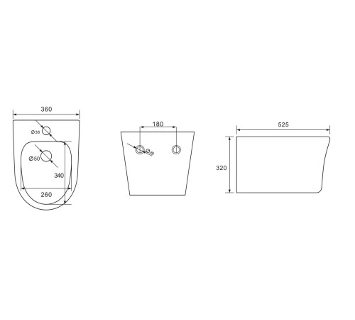 Биде подвесное Aquanet Ника 525x360x320 мм AQ1009-00