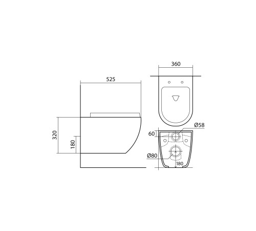 Унитаз подвесной безободковый Aquatek Европа 525х360х320 мм с сиденьем микролифт AQ1901-00
