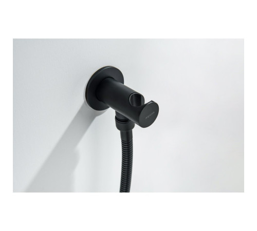 Шланговое подсоединение с держателем Aquanet AQ2464MB матовый черный AQ2464MB