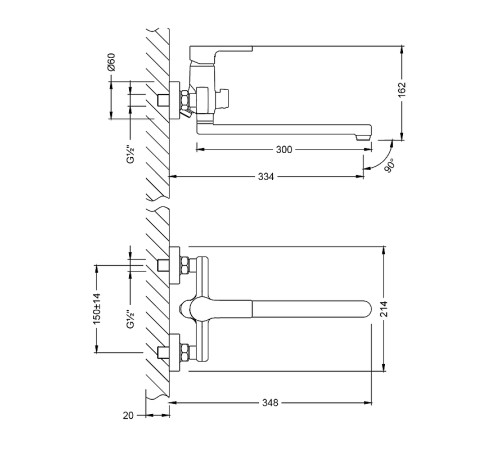Смеситель универсальный Lemark Aura с плоским изливом 300 мм хром LM0651CH
