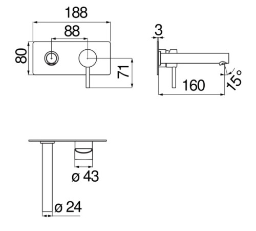 Смеситель для раковины Nobili LIVE настенный хром LV00498CR