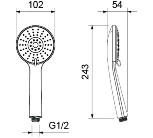 Ручной душ Aquanet Бетта 100 3jet матовый черный AQ2009MB