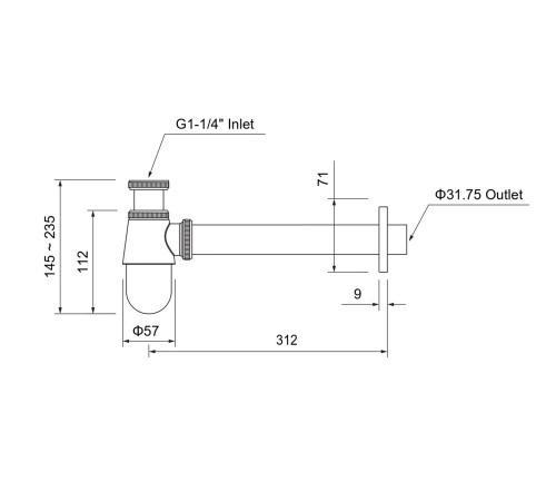 Сифон для раковины Aquatek шлифованное золото AQ6014BG