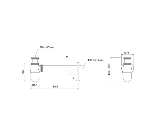Сифон для раковины Aquatek шлифованное золото AQ6014BG