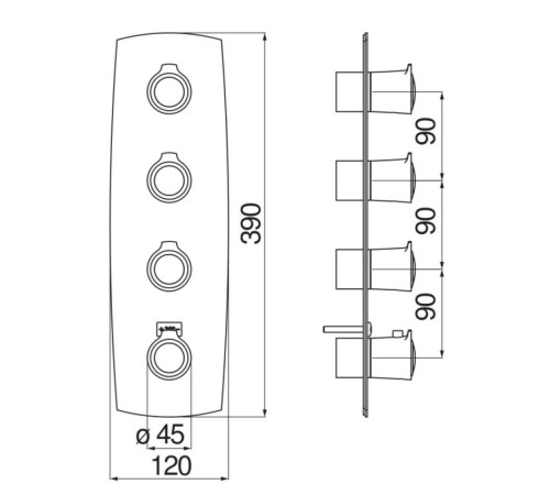 Смеситель термостатический для ванны TopZero Sofi 4 выхода внешняя часть SI98104CR
