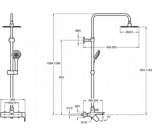 Душевая система Jacob Delafon Aleo E97825RU-4-CP