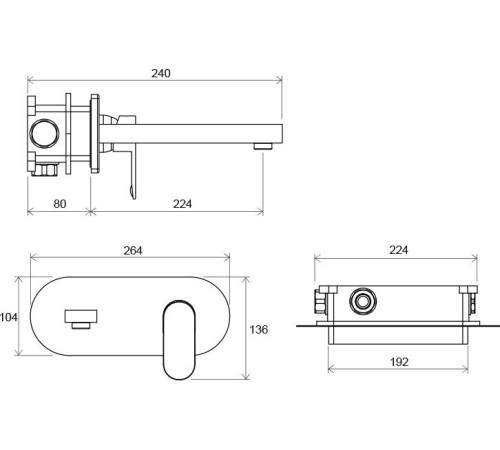 Смеситель для умывальника RAVAK Chrome CR 019.00 настенный монтаж X070093