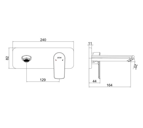 Смеситель для раковины настенный TOPAZ LIA (внешняя часть) 102167620EX-K