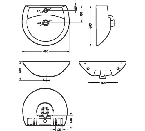Умывальник пьедестальный Sanita Luxe Attica 48 белый WB.PD/Attica/48-C/WHT.G/S1