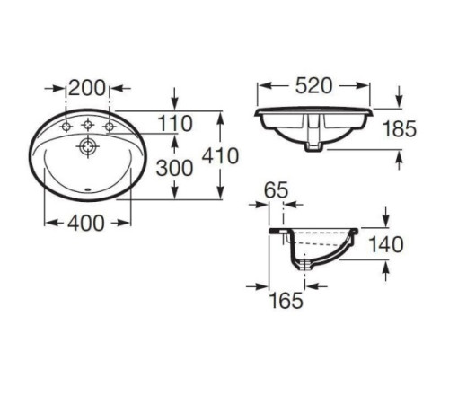Раковина встраиваемая сверху Roca Adora 52х41 см 327204000