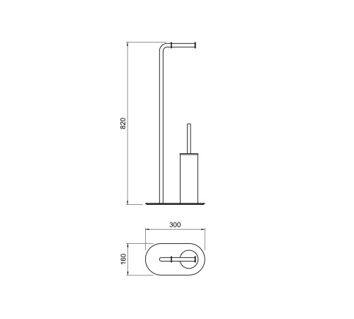 Стойка напольная с ершиком и держателем туалетной бумаги Aquanet Оберон шлифованное золото AQ4231BG