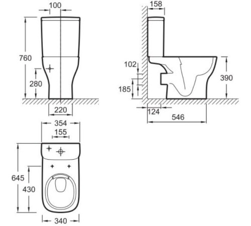 Чаша напольного унитаза Jacob Delafon Struktura Rimless белая UJAJ102-WTE