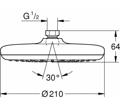 Верхний душ GROHE Tempesta 210 1 режим хром 26408000