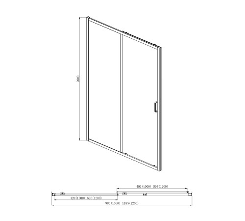 Душевая дверь Aquanet Aria раздвижная 1200x2000 мм хром прозрачное стекло AQ ARI RA 12020CH
