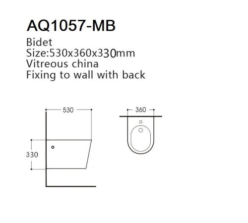 Биде подвесное Aquatek Вега 530х360х330 мм черный матовый AQ1057-MB