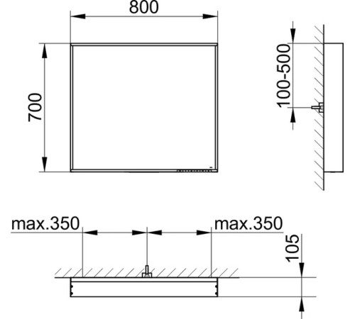 Зеркало с подсветкой KEUCO PLAN 800x700 мм кашемир 33097182500