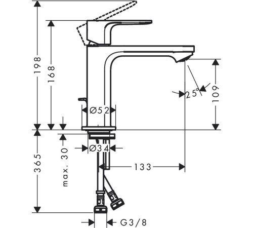 Смеситель для раковины hansgrohe Rebris S 110 72517000