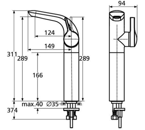 Смеситель для раковины Ideal Standard Melange с удлиненным корпусом A4266AA
