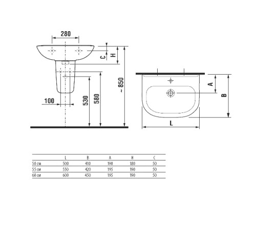 Раковина Roca Access 500х410 мм 1 отверстие ZRU9307608
