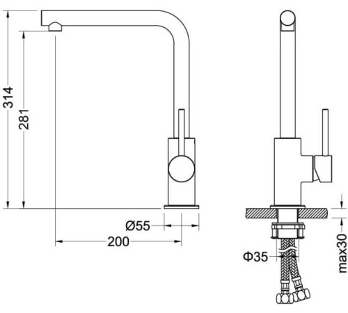 Смеситель для кухни Aquanet Европа хром AQ1380CR