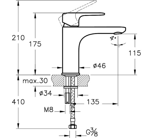 Смеситель для раковины VitrA Root Round хром A42706EXP