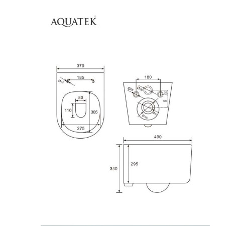 Комплект инсталляции 4 в 1 AQUATEK МИЯ Т-033 с унитазом AQ2004T-00 и сиденьем soft-close INS-0000012/KKI-0000016/KDI-0000033/AQ2004T-00