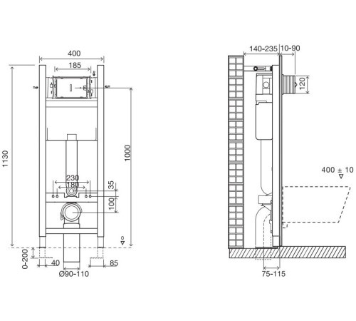 Система инсталляции для унитаза Jacob Delafon 3/6 л 400 мм E33131RU-NF