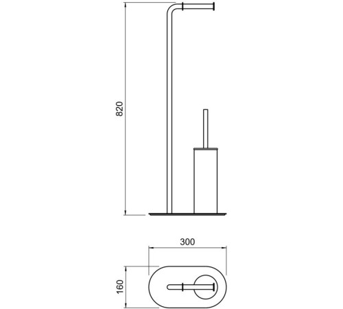 Стойка напольная с ершиком и держателем туалетной бумаги Aquanet Оберон матовый черный AQ4231MB