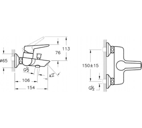 Смеситель для ванны и душа VitrA Solid S A42444EXP