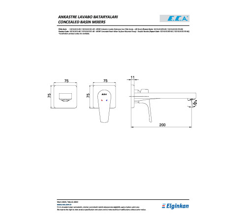 Смеситель для раковины настенный TOPAZ NIOBE на 2 отверстия (внешняя часть) 102167613EX-KK