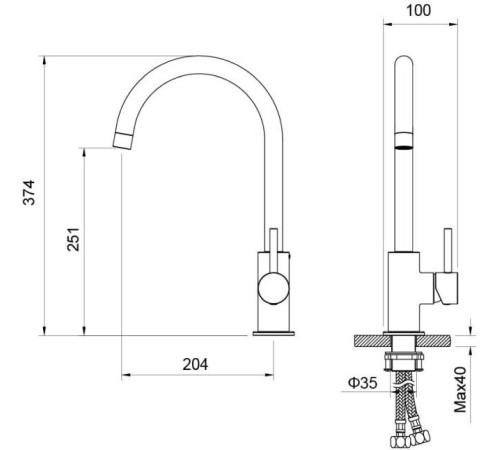Смеситель для кухни Aquanet Европа хром AQ1382CR