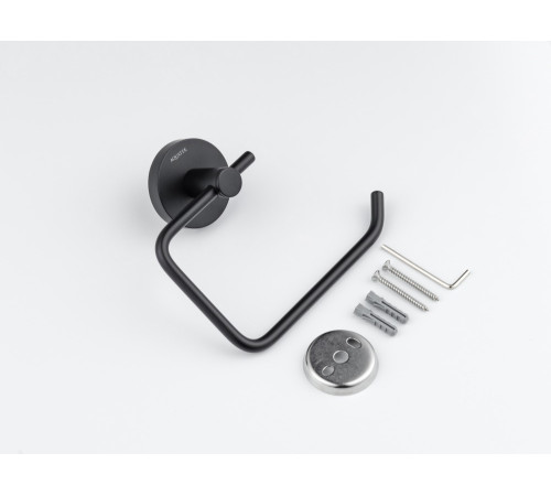 Бумагодержатель квадратный Aquanet Europa матовый черный AQ4118MB