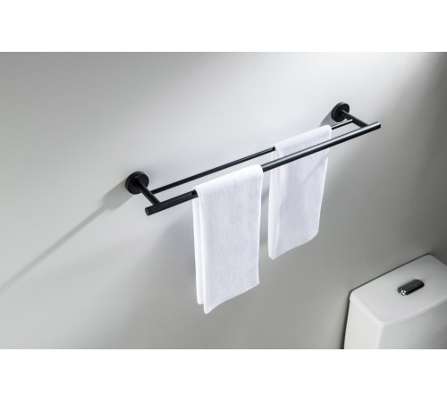Полотенцедержатель двойной Aquanet Оберон 600 мм матовый черный AQ4230MB