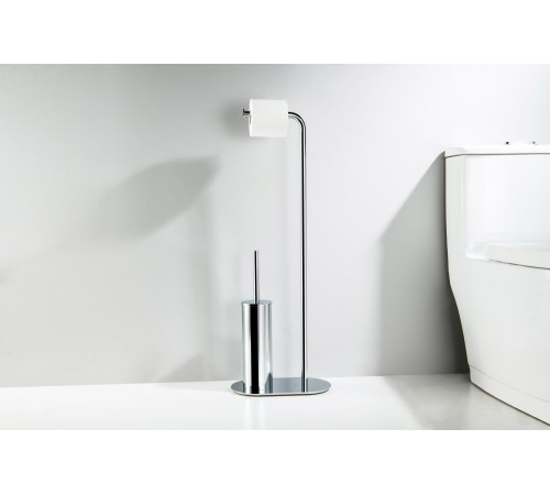 Стойка напольная с ершиком и держателем туалетной бумаги Aquanet Оберон хром AQ4231CR